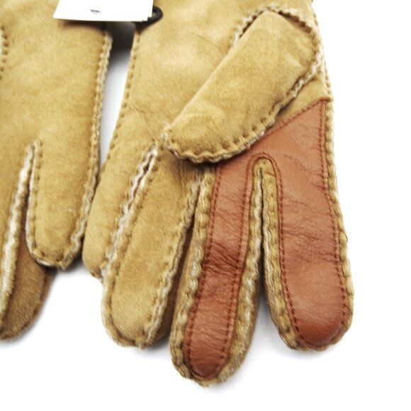 UGG Genuine Steamy Chestnut Color Shearling Suede & Leather Gloves Size M - Picture 10 of 10